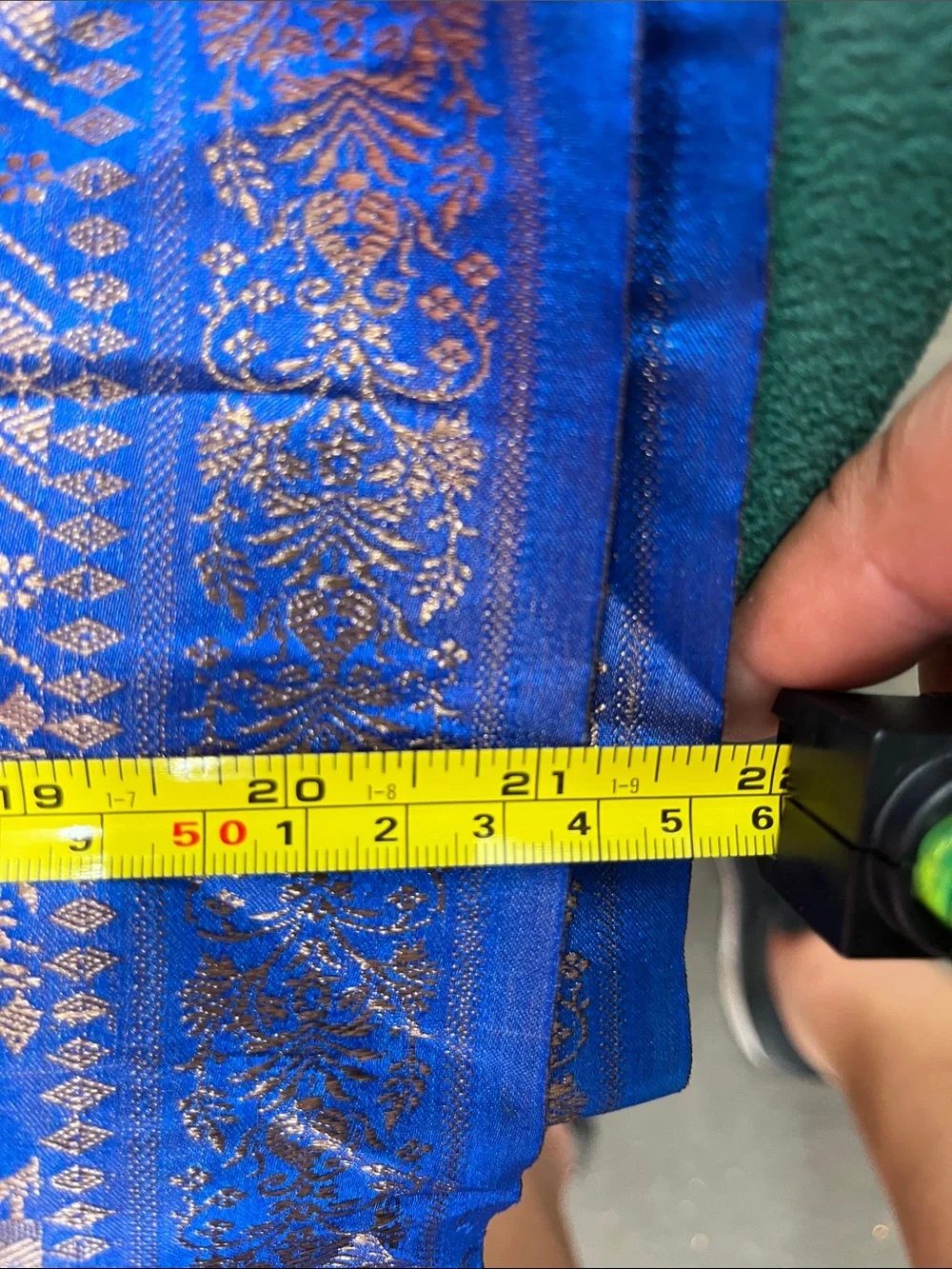 Royal Blue Woven Paisley-Trim Table Throw